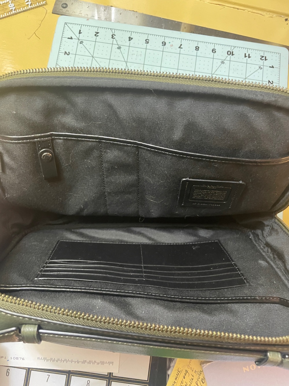 Coach Olive Green Leather Zippered Tech/Travel bag - Picture 4 of 6